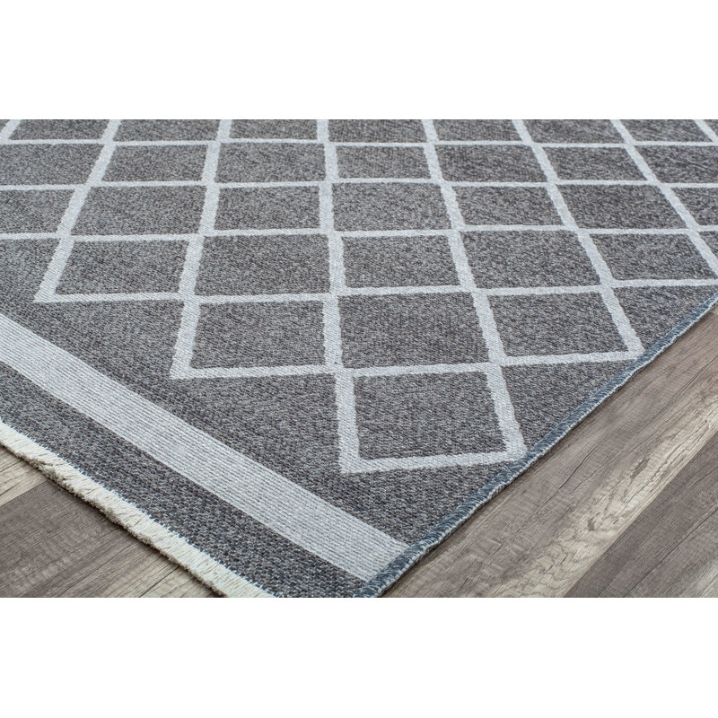 Tapis gris à motif géométrique Tibbs, Rectangle 8 pi x 10 pi