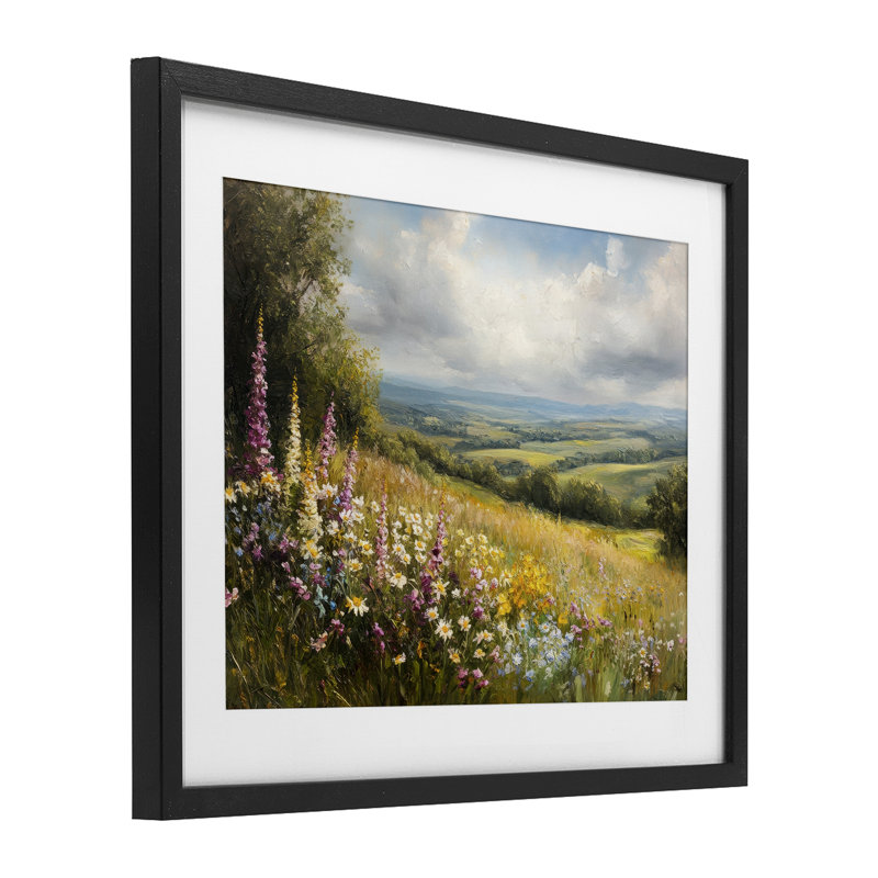 Tall Hyacinth Wildflower Patch, reproduction sous verre, par Petal Prints Design, H 17 po x l 21 po, Cadre noir minuit