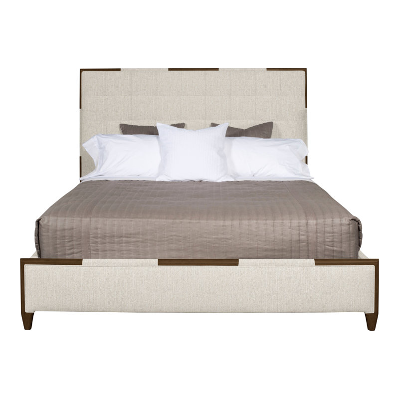  Thom Filicia Home Chatfield California King Upholstered Low Profile Panel Bed, Havana, Instant Parchment