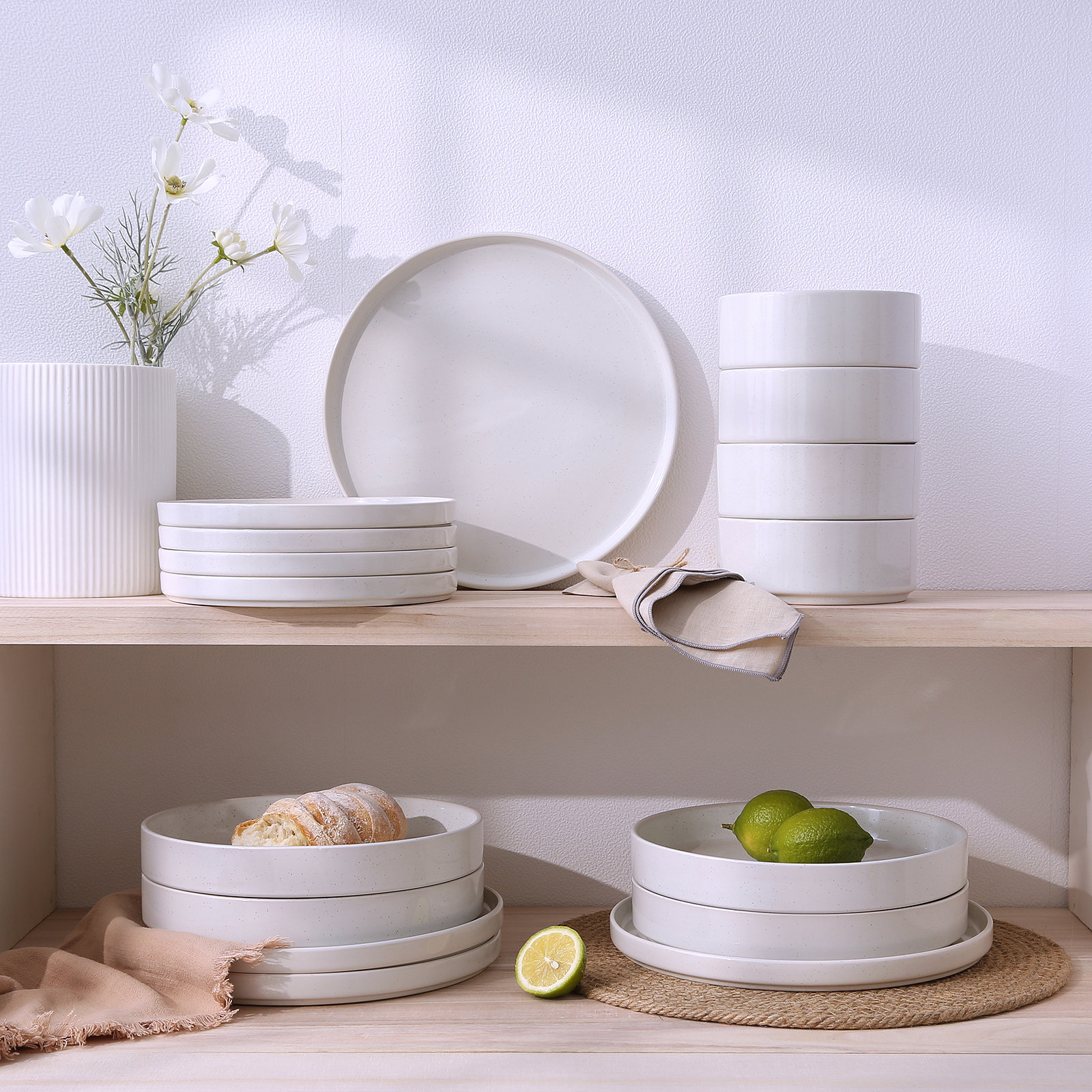 Joss & Main 12 Piece Dinnerware Sets, Dish Set for 4, White