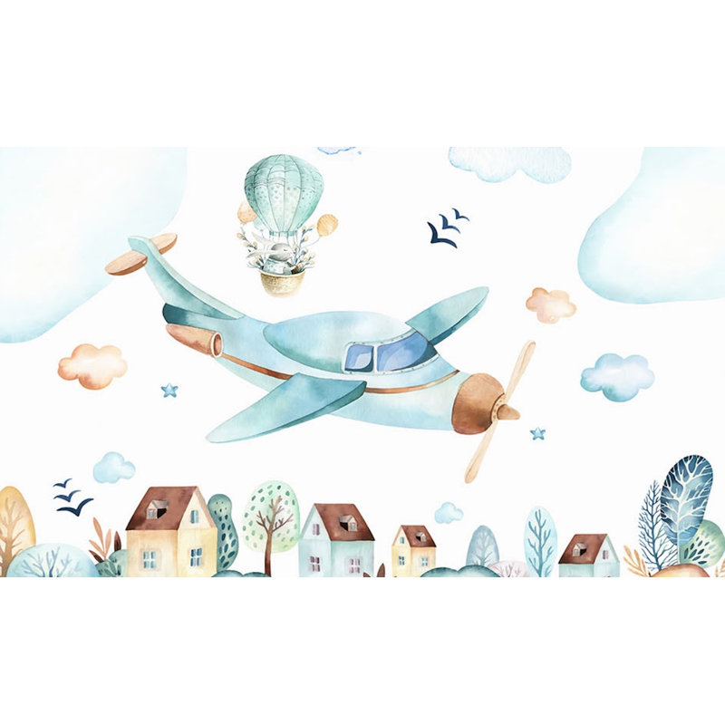 Caricature d'aquarelle et de montgolfière, l 204 po x L 114 po