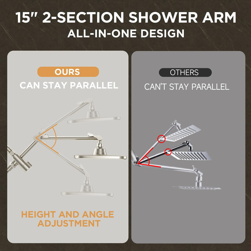 Rain Shower Head and Wide Showerhead Combo, Brushed Nickel