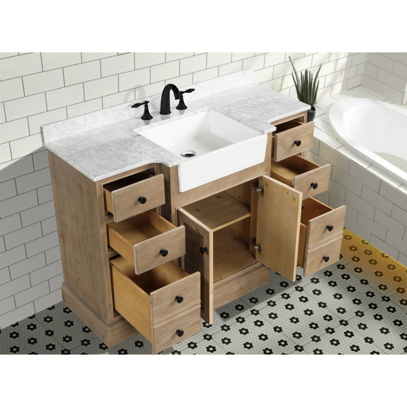 Claire 48'' Single Bathroom Vanity with Top, Gray Marble