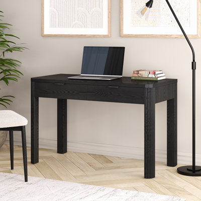 Lonsdale 48" Wide Rectangular Fluted Desk in Black Grain