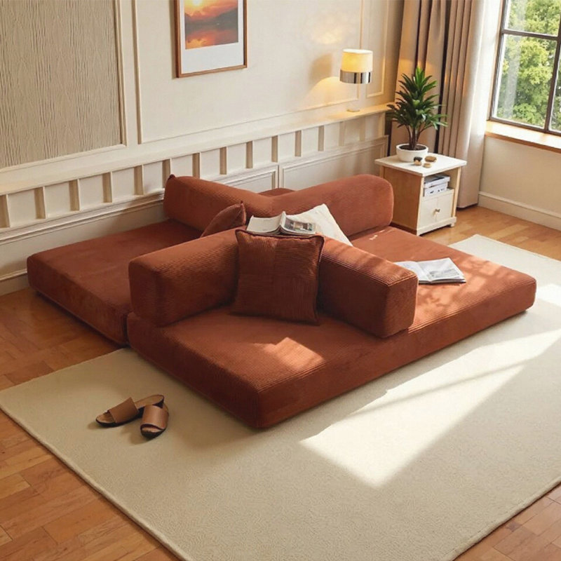 Canapé-lit modulaire convertible 2-en-1, Brun