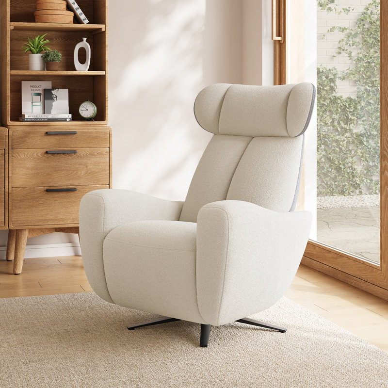SwanSing Single-Seater Zero Gravity Swivel Power Recliner Chair with USB & Type-C Ports, White/Gray Velvet