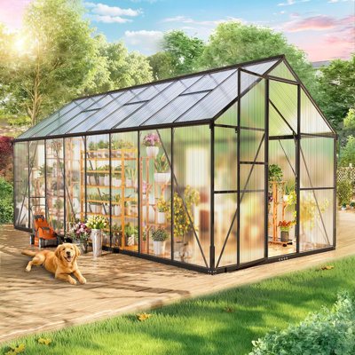 Greenhouses For Outdoors, Quick Assembly Polycarbonate Green House With Uv Protection, Heavy Duty Windproof Aluminum Frame, Adjustable Roof Vent For Backyard Or Outdoor Garden Use