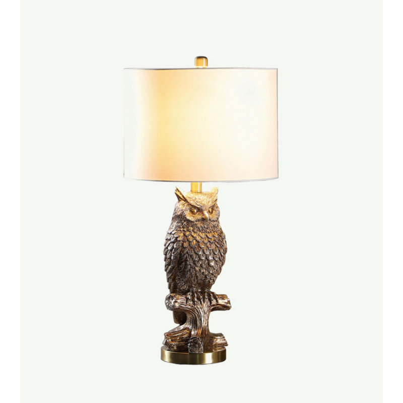 27.5" Silver Owl On A Branch Resin Table Lamp