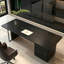 Bureau de luxe 94,49 po avec armoire à tiroirs, prises de courant intégrées sur table-129176383-129176384