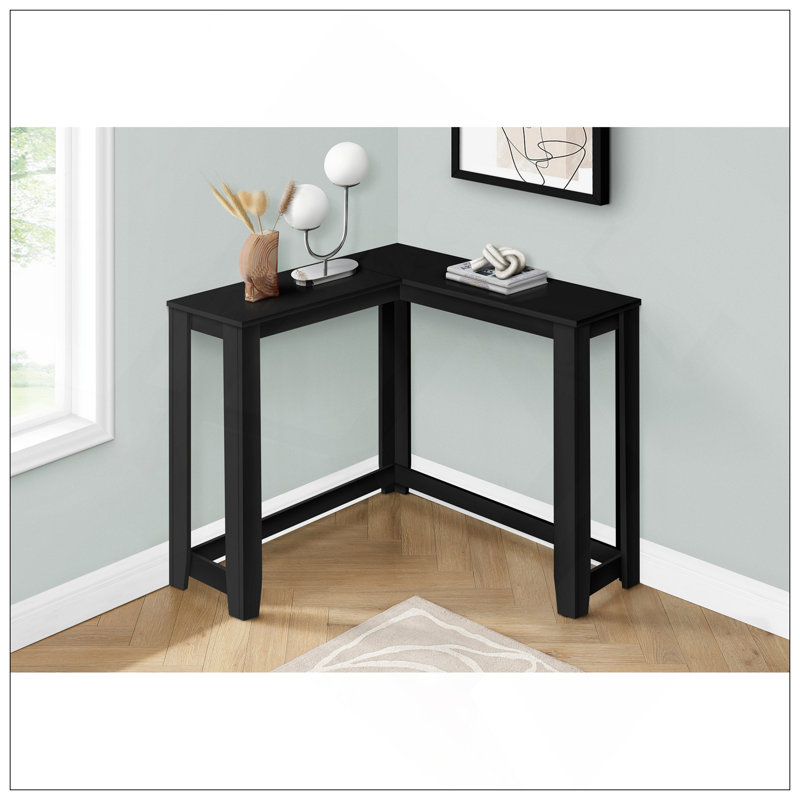 Table d'appoint, console, entrée, étroit, en coin, salon, chambre à coucher, stratifié noir, transitionnel, Noir