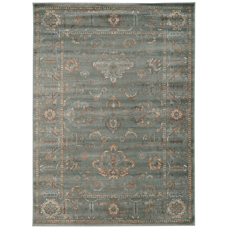 Oriental Green Area Rug, Rectangle  7'10" x 10'6"