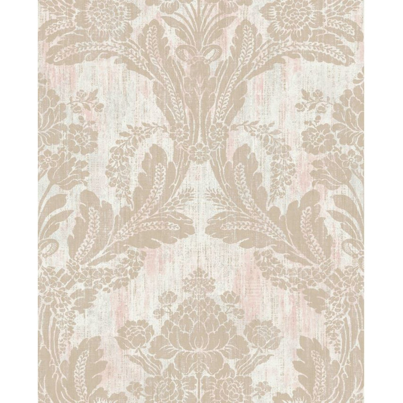  Rouleau de papier peint damassé L 33 pi x l 20,5 po, Rose clair