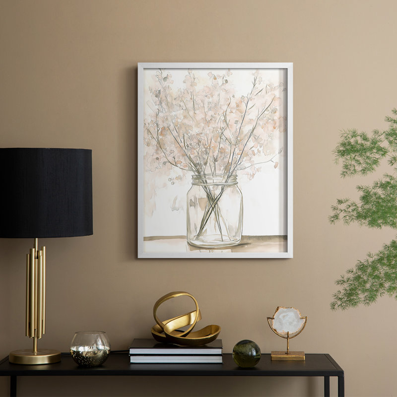 FLORAL Series DLX III - Impression encadrée de qualité supérieure - Prêt à accrocher - Aucun clou requis, Blanc