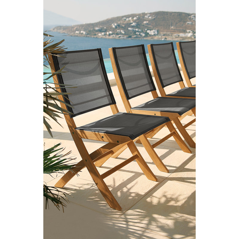 Horizon Folding Dining Sling Side Chair, Charcoal