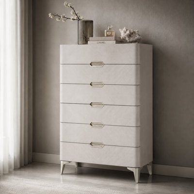 Penthouse Tall Modern 6-Drawer Chest - Ash Gray