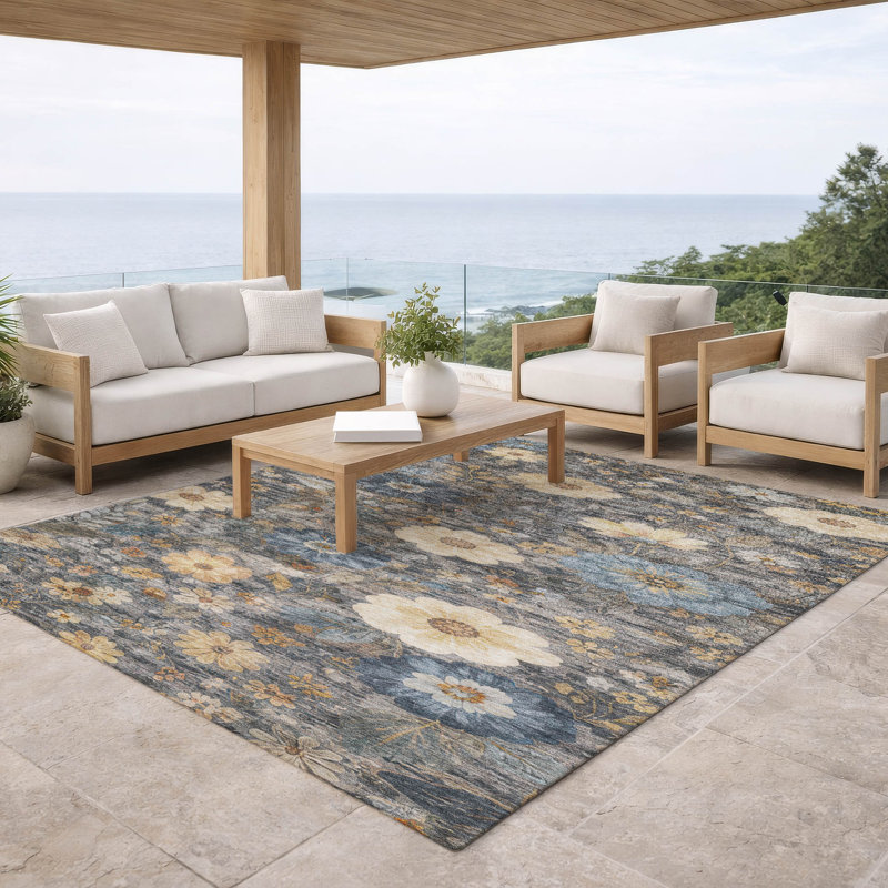 Machine Washable Indoor/Outdoor Chantille ACN2947 Floral Rug, 10' x 14'