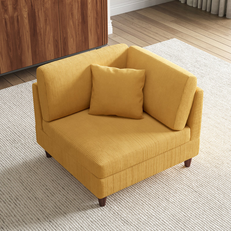 Mordecai 95Cm Wide Side Chair, Orange Corduroy