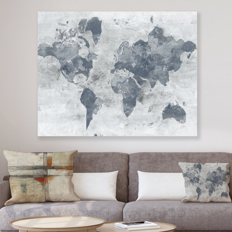 «Golden Gray World Neutral», reproduction d'art sur toile tendue, H 24 po x l 32 po x P 1 po