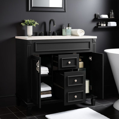 Freestanding Vanity Set with Top Sink - ?Ample Storage, ?Easy Assembly, Modern Design