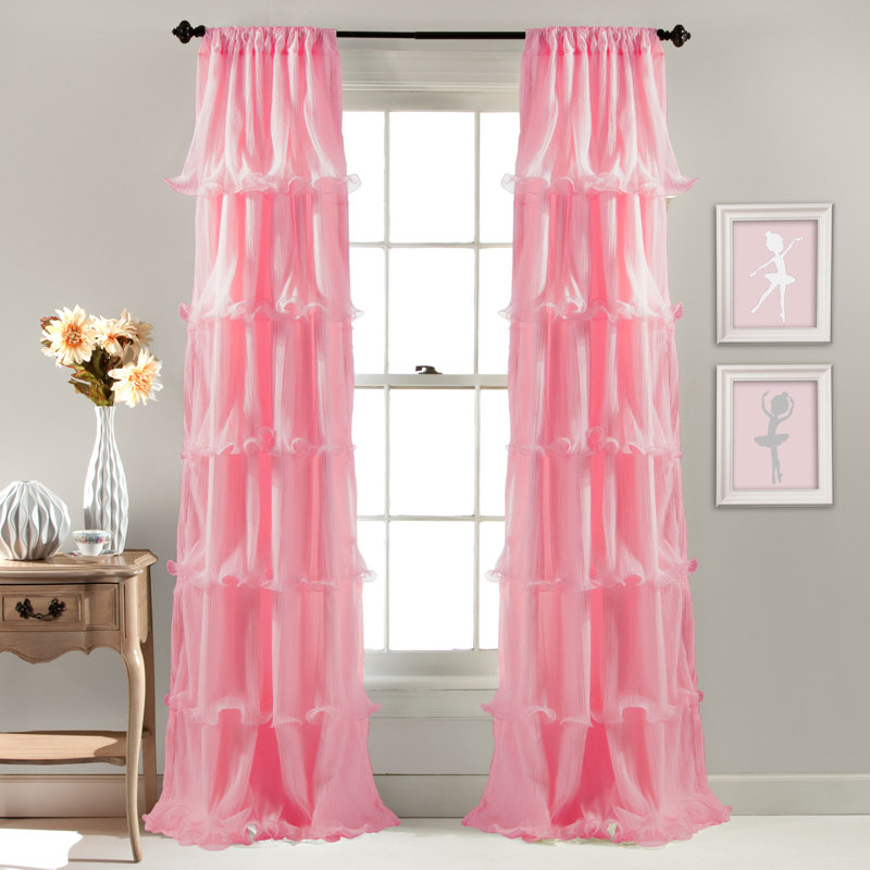 Semi Sheer Curtain Single Panel, Pink