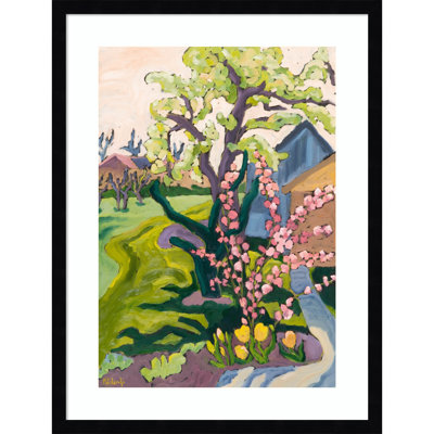 Garden In Dusk Light By Fayra Wood Framed Wall Art Print