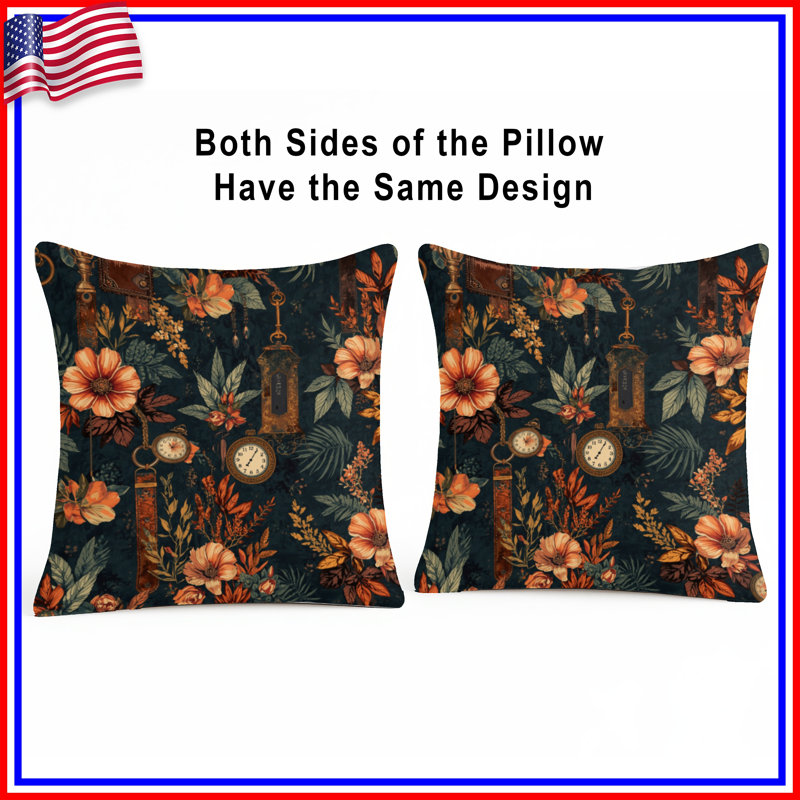 Coussin décoratif floral, 18 x 18 pouces