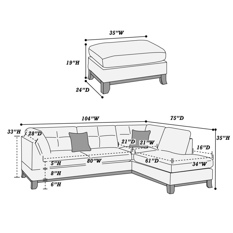 Canapé modulaire réversible en chenille avec repose-pieds, café foncé
