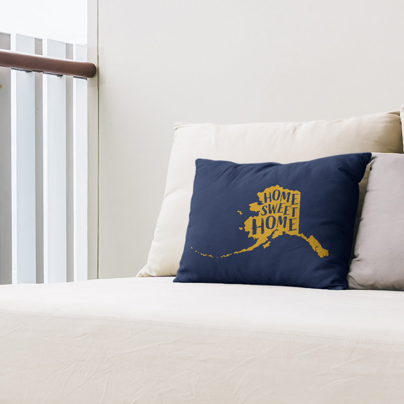 Outdoor Reversible Throw Pillow, Navy/Gold, Alaska