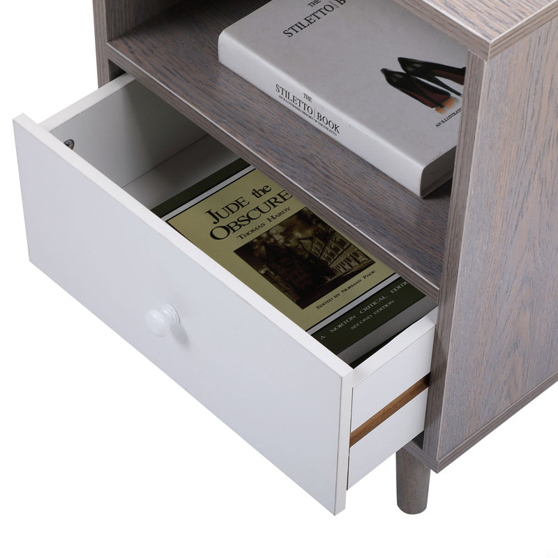 Ensemble de 2 tables de chevet avec compartiment de rangement et tiroir