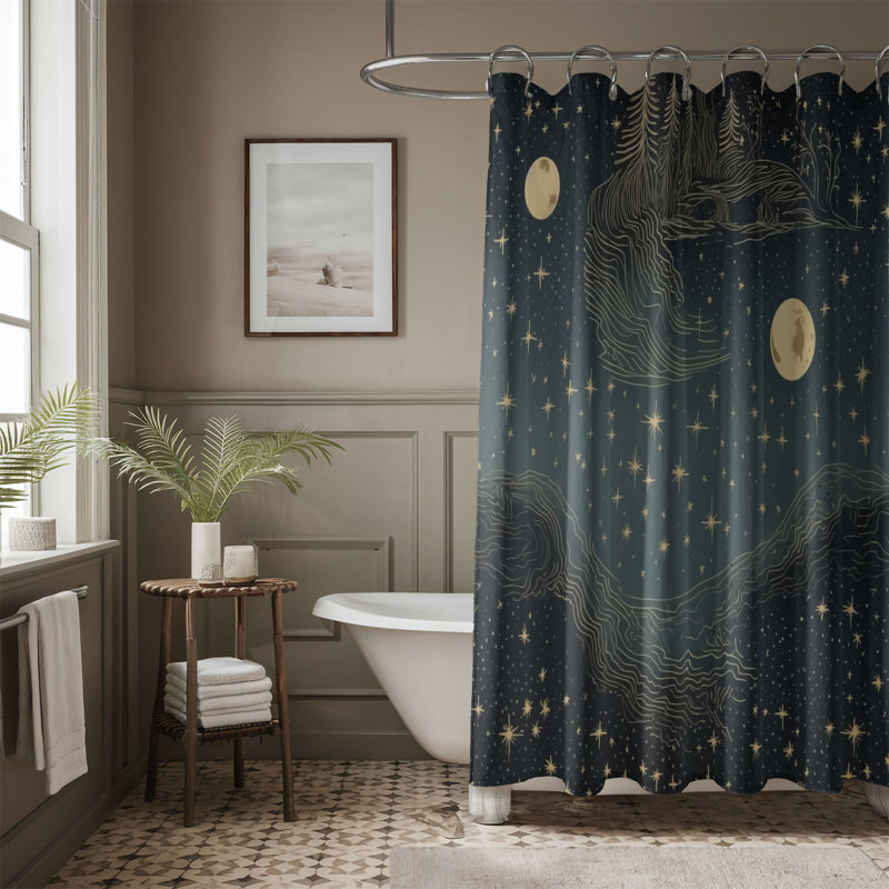 Andrean Abstract Shower Curtain, 74"H x 71"W