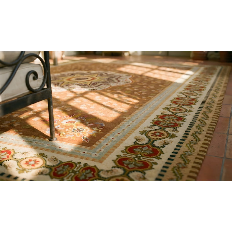 Antique Large Aubusson French Floral, Medallion Flat Weave Rug
