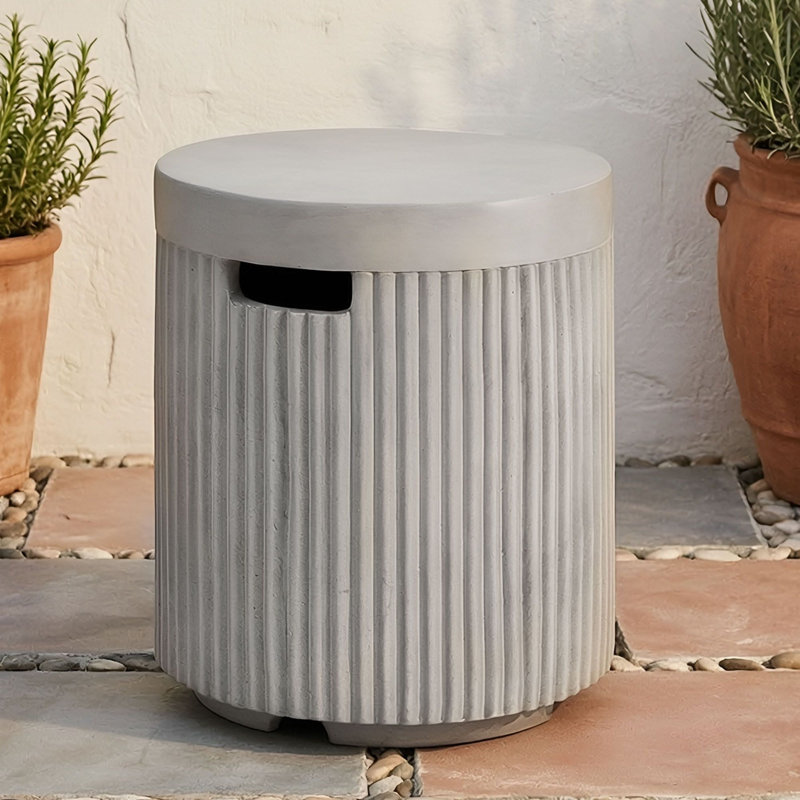 Table ronde ronde pour couvercle de réservoir de propane avec fentes pour poignée dissimulée, Gris