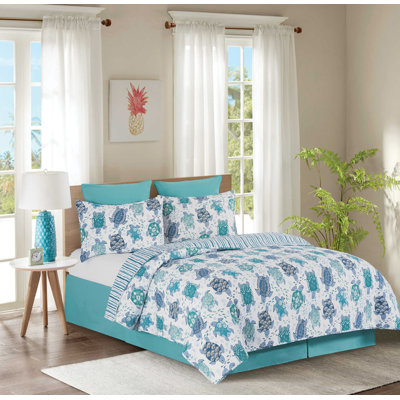 Ensemble de courtepointe réversible en coton Turtle Bay