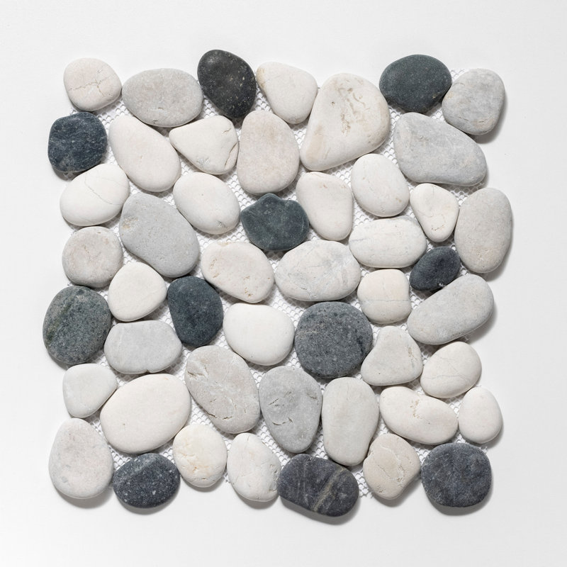 Natural Stone Mosaic Sheet Wall & Floor Tile, Gray/Black/White