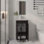 Armoire de salle de bain à miroir Brady, avec deux portes, deux tablettes, noir