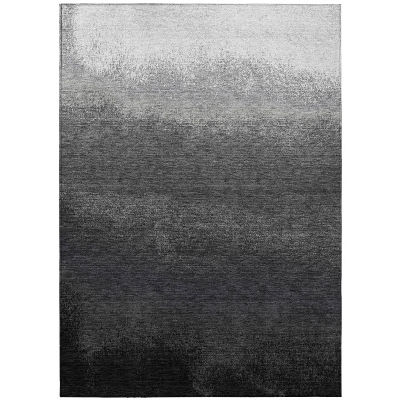 Machine Washable Indoor/Outdoor Xhevrie Gray Rug, Rectangle 9' x 12'