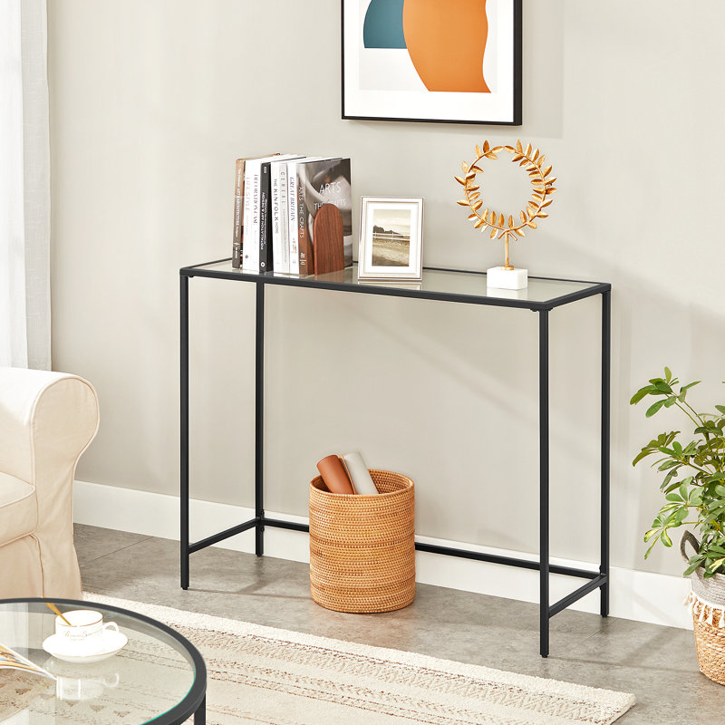Sydney 100cm Glass Top Console Table, Black