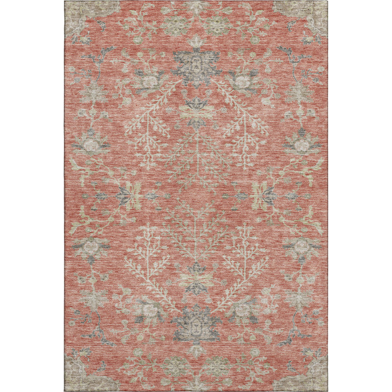 Premium Machine Washable Gurubaksh AMF1156 Floral Rug, Rectangle 9' x 12'