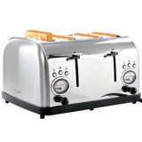 Megachef 4 Slice Wide Slot Toaster With Variable Browning In Black And Rose Gold