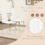 Table de salle à manger pour 4 personnes, table 55 po x 31,5 po, texture bois, chaises blanches, coussins antidérapants grain naturel avec éponge confortable en forme de losange de style moderne