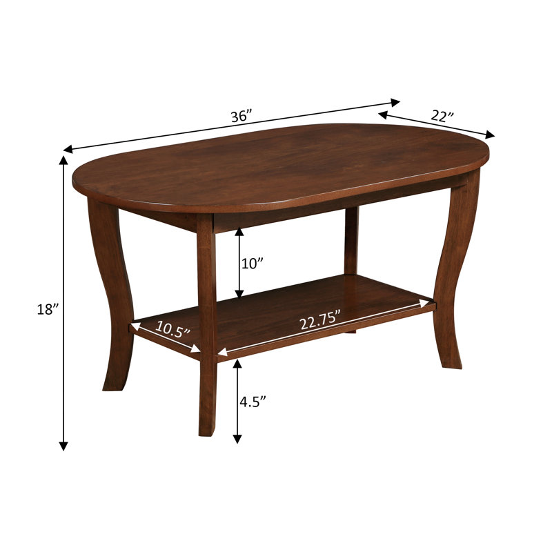 Table basse ovale 36 "avec tablette Carbin, Espresso