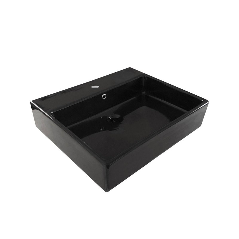 Simple 23.6'' L Bathroom Sink, Single Hole, Matte Black