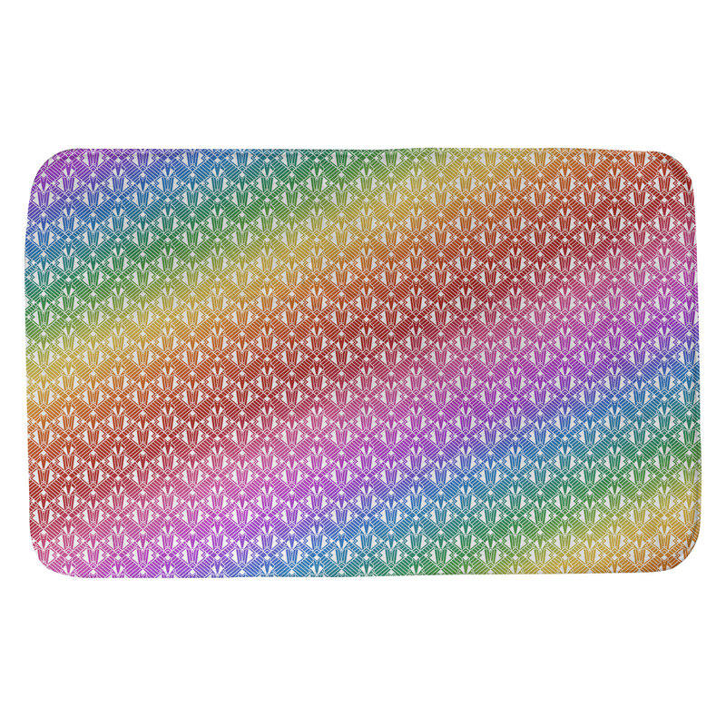 Tapis de salle de bain déco Leffel, l 17 po x L 24 po, Vert, orange et rouge