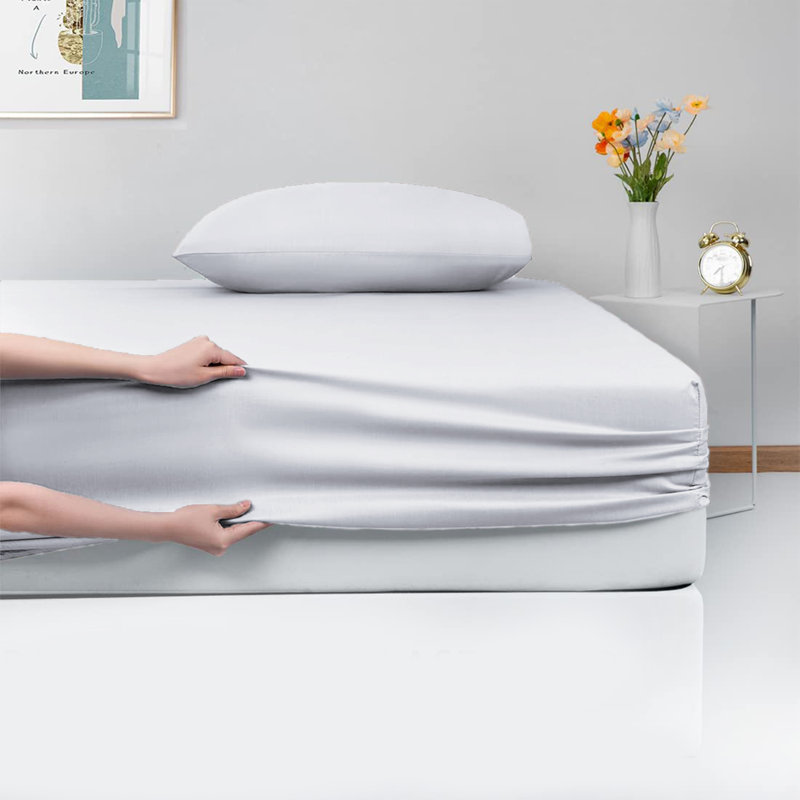 Laurne 200 Thread Count Microfiber Brushed Deep Fitted Bed Sheet, White, Double (4'6)
