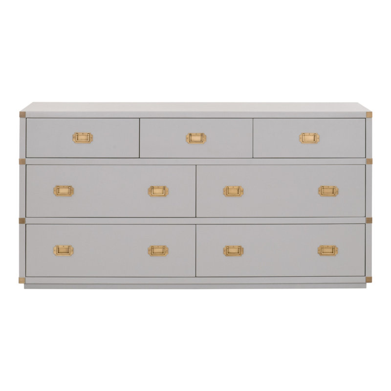 Gray Double Dresser with Felt Lined Drawers and Ball Bearing Glides