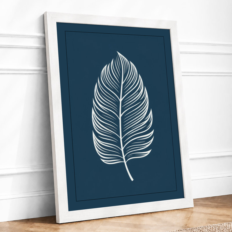 Feathered Leaf Study Botanical - Print, A1 - 84.1 x 59.4 cm, White
