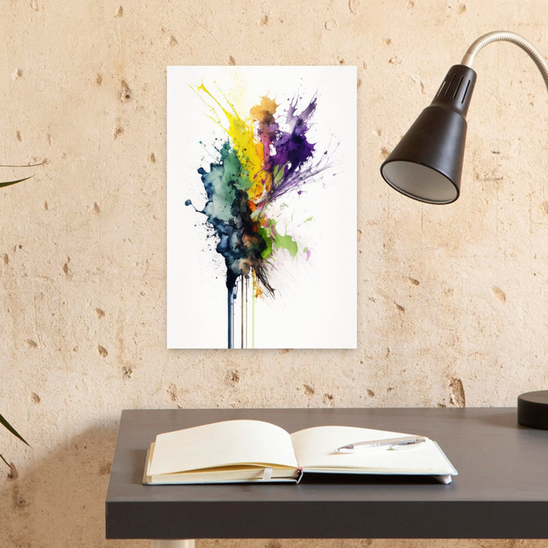 Vibrant Color Splash Abstract Contemporary Modern Violet Wall Art Print 1 Piece Wrapped Canvas Wall Art