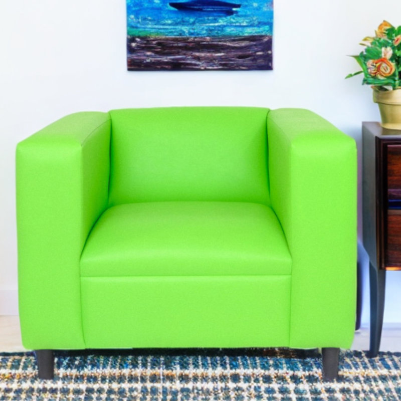Fauteuil club en similicuir 36 po vert néon et noir