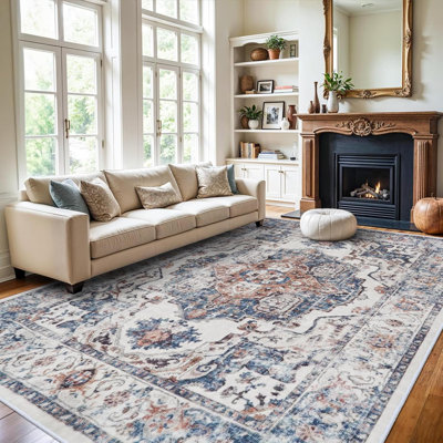 Tapis large pour couloir: Tapis rétro lavable doux pour la chambre à coucher avec envers antidérapant pour l'entrée dans la cuisine, salle à manger, tapis de salle de bain (brique)