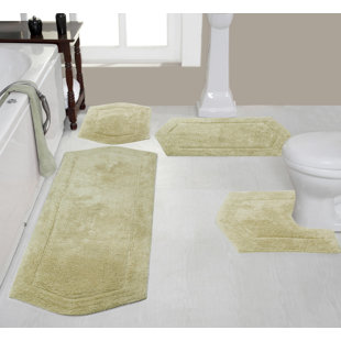 Home Weavers Inc Allure Collection 100% Cotton Bath Carpet Non-Slip 2 Piece  Bath Carpet set, Bathroom Rug- 17x24, Bath Rug- 21x34 Butter